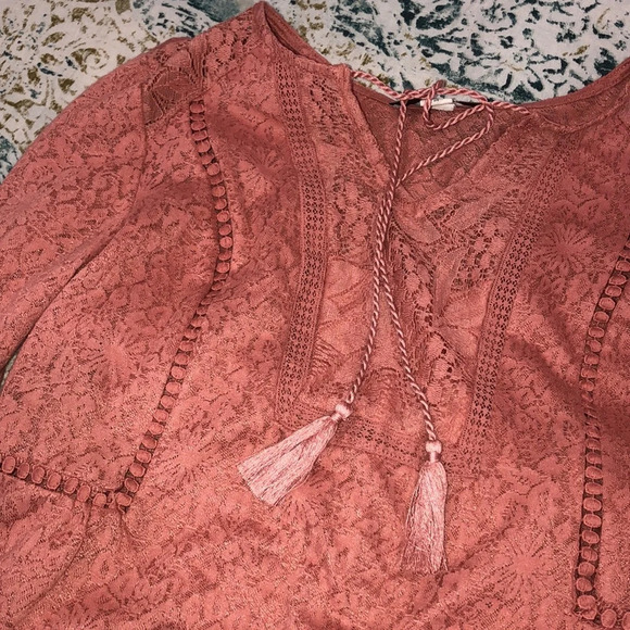 VINTAGE AMERICA size medium boho peasant top - Picture 4 of 5